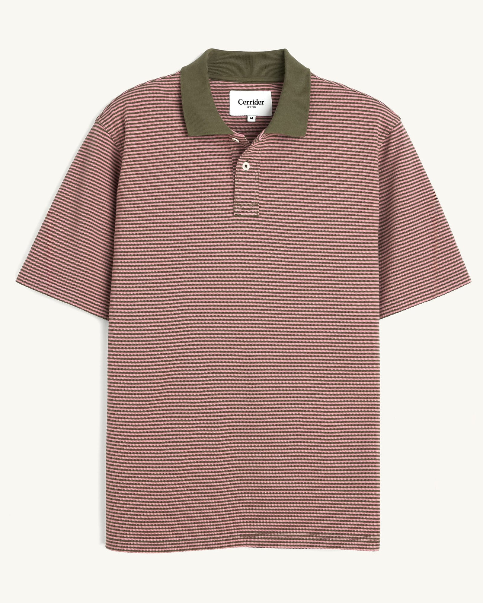 Stripe Pique Polo - Pink
