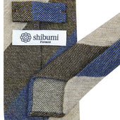 Triple Stripe Pure Cashmere Bespoke Tie Beige