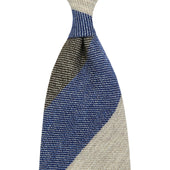 Triple Stripe Pure Cashmere Bespoke Tie Beige