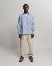 Locust Point Collar Shirt Royal White Poplin Stripe