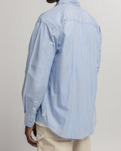 Locust Point Collar Shirt Royal White Poplin Stripe
