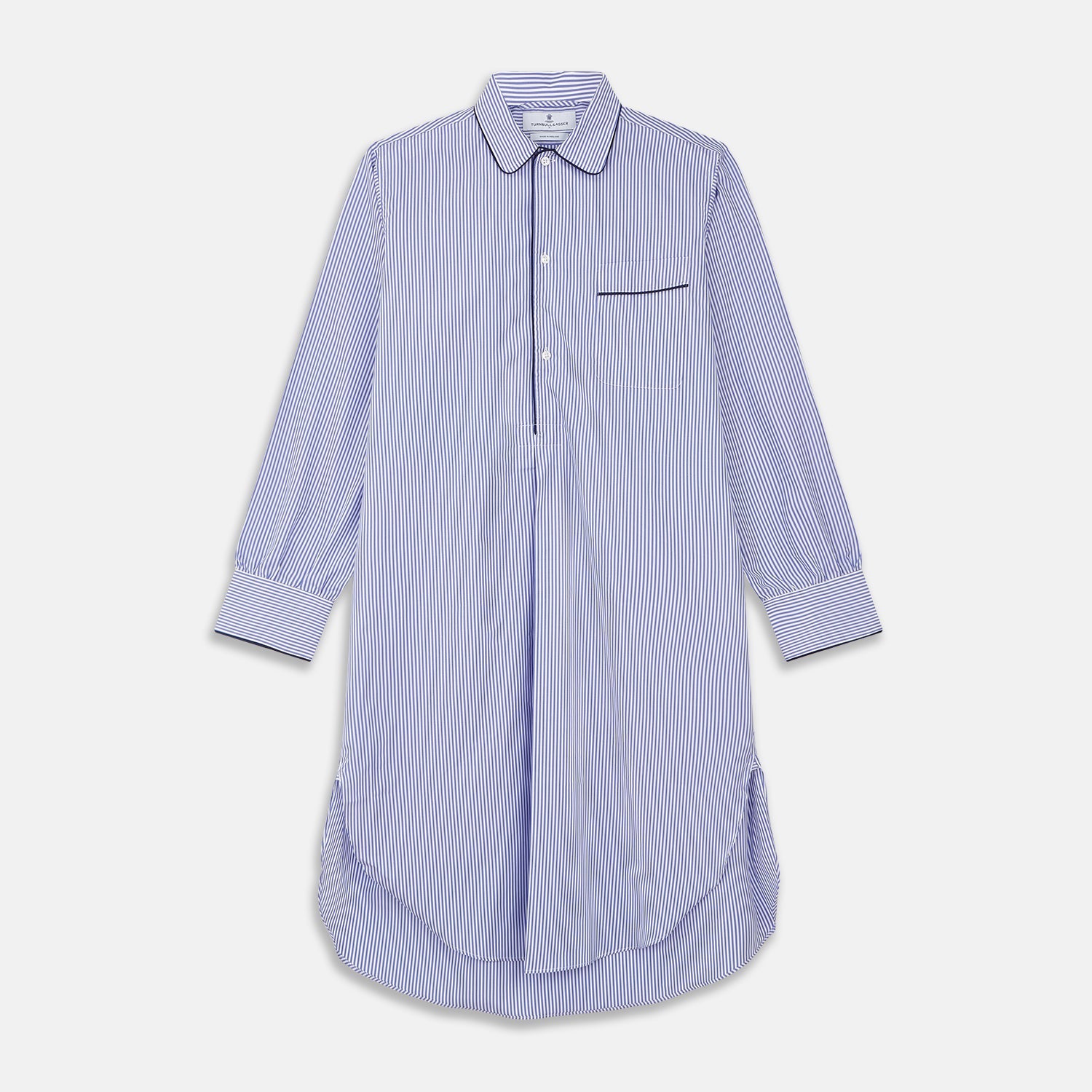 Bengal Stripe Piped Cotton Nightshirt