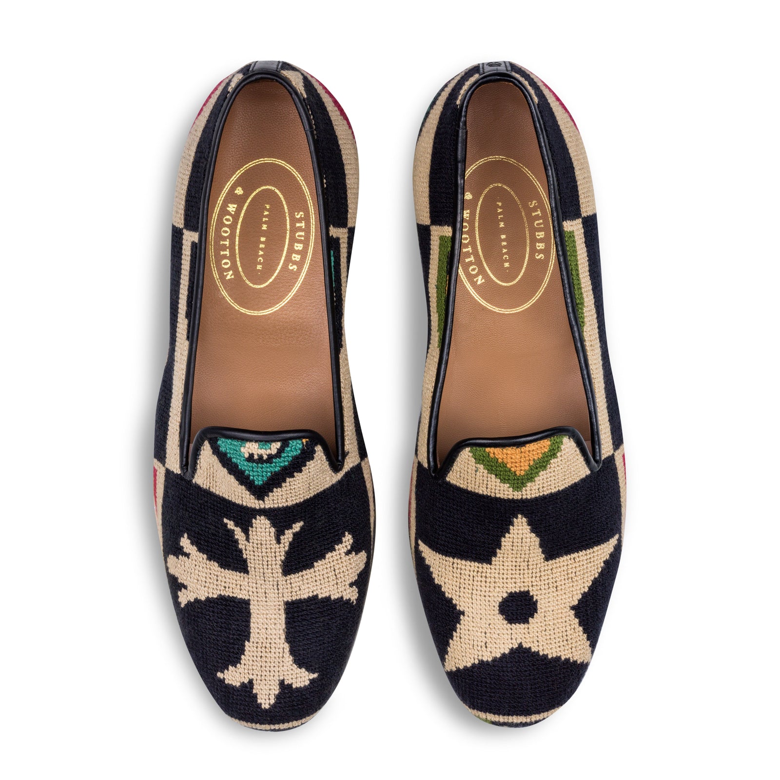 Crest Black Needlepoint Slipper (Men)