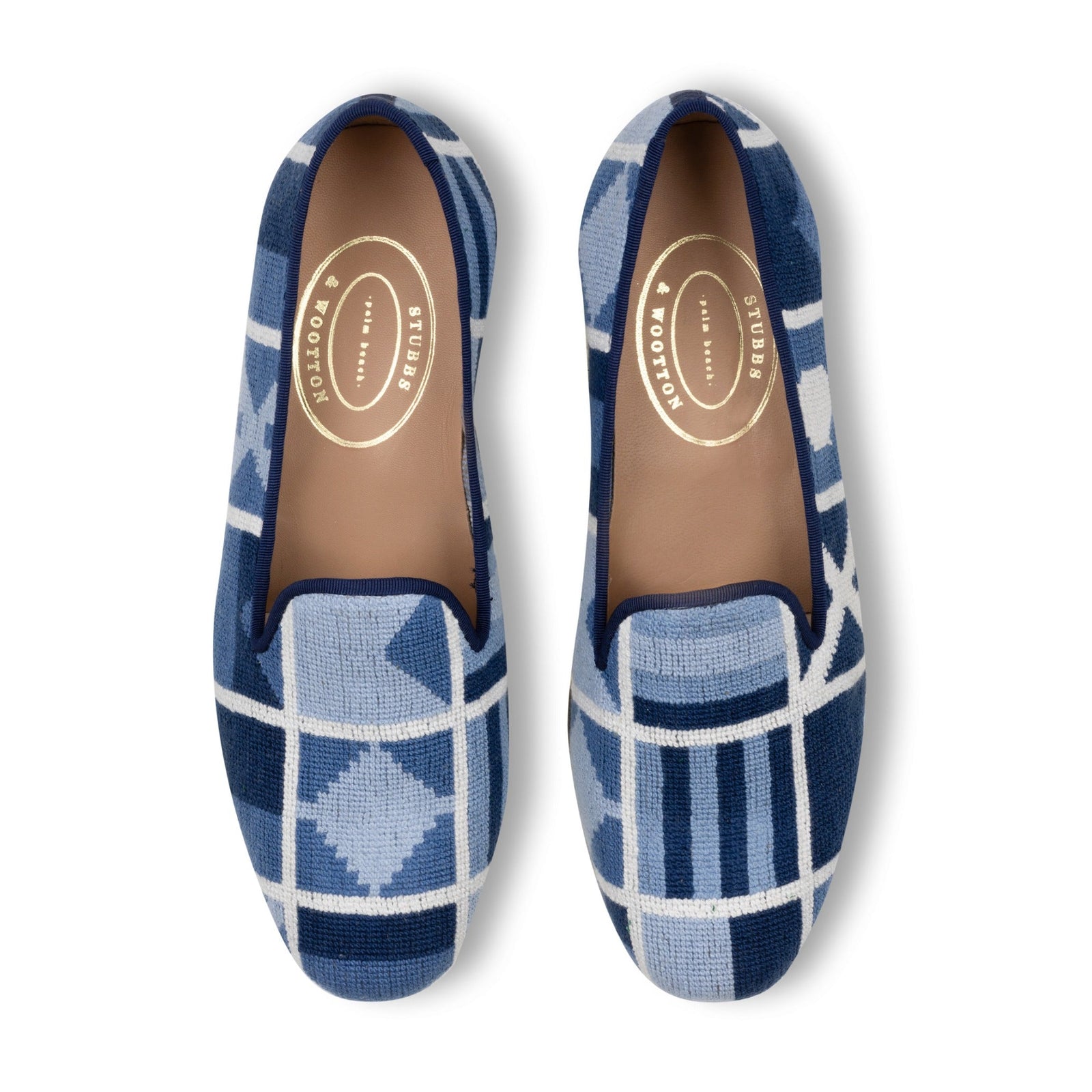 Burgees Navy Needlepoint Slipper (Men)