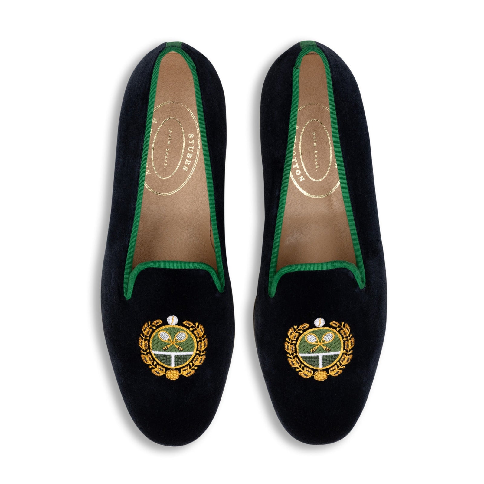 Tennis Crest Navy Velvet Slipper (Men)