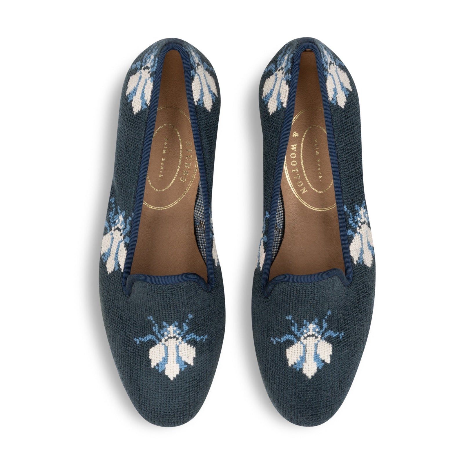 Bee Navy Needlepoint Slipper (Men)