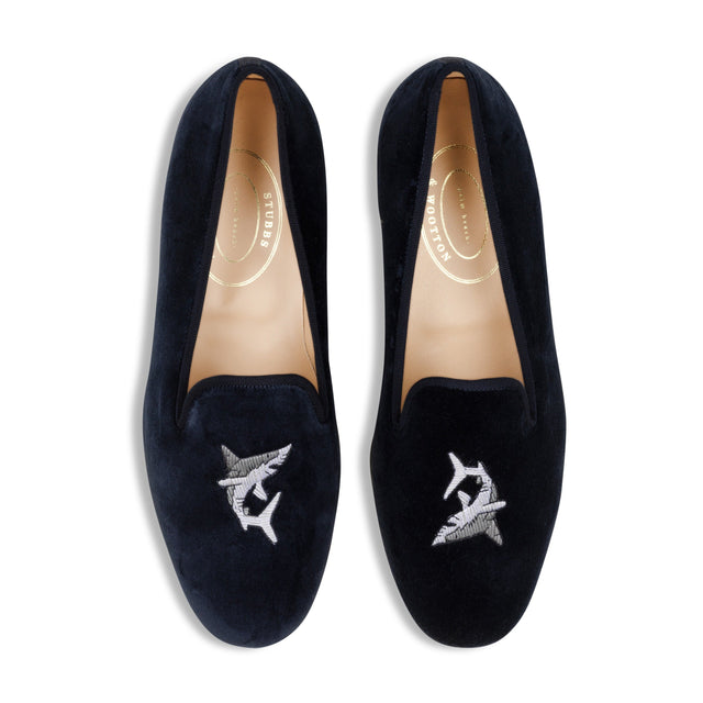 Shark Navy Velvet Slipper (Men)