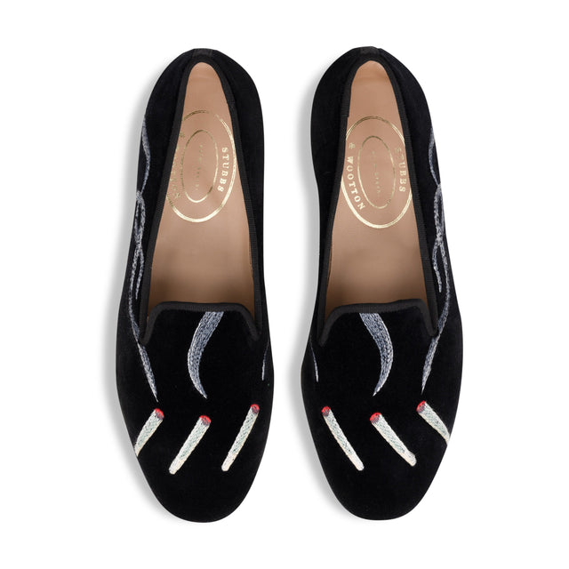 Smoking Black Velvet Slipper (Men)
