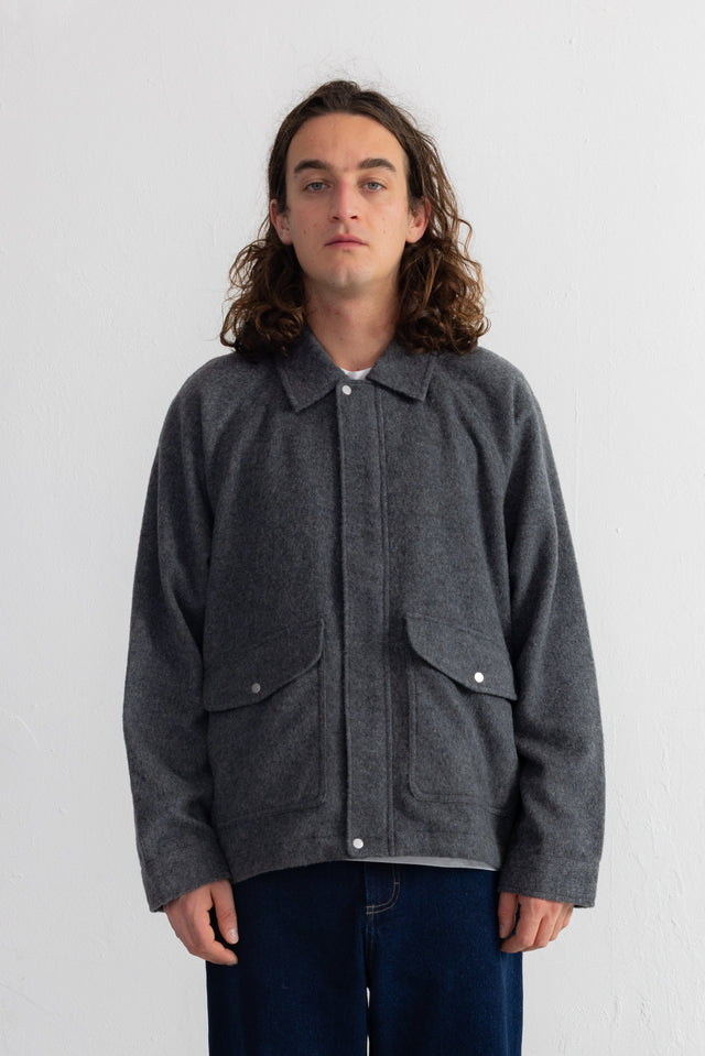 Cropped Winter Coat - Charcoal Wool