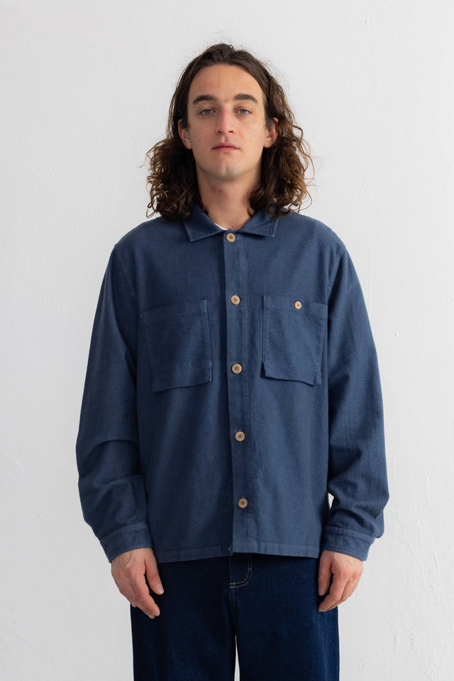 Patch Overshirt - Steel Blue Moleskin