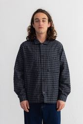 Patch Overshirt - Navy Crinkle Check