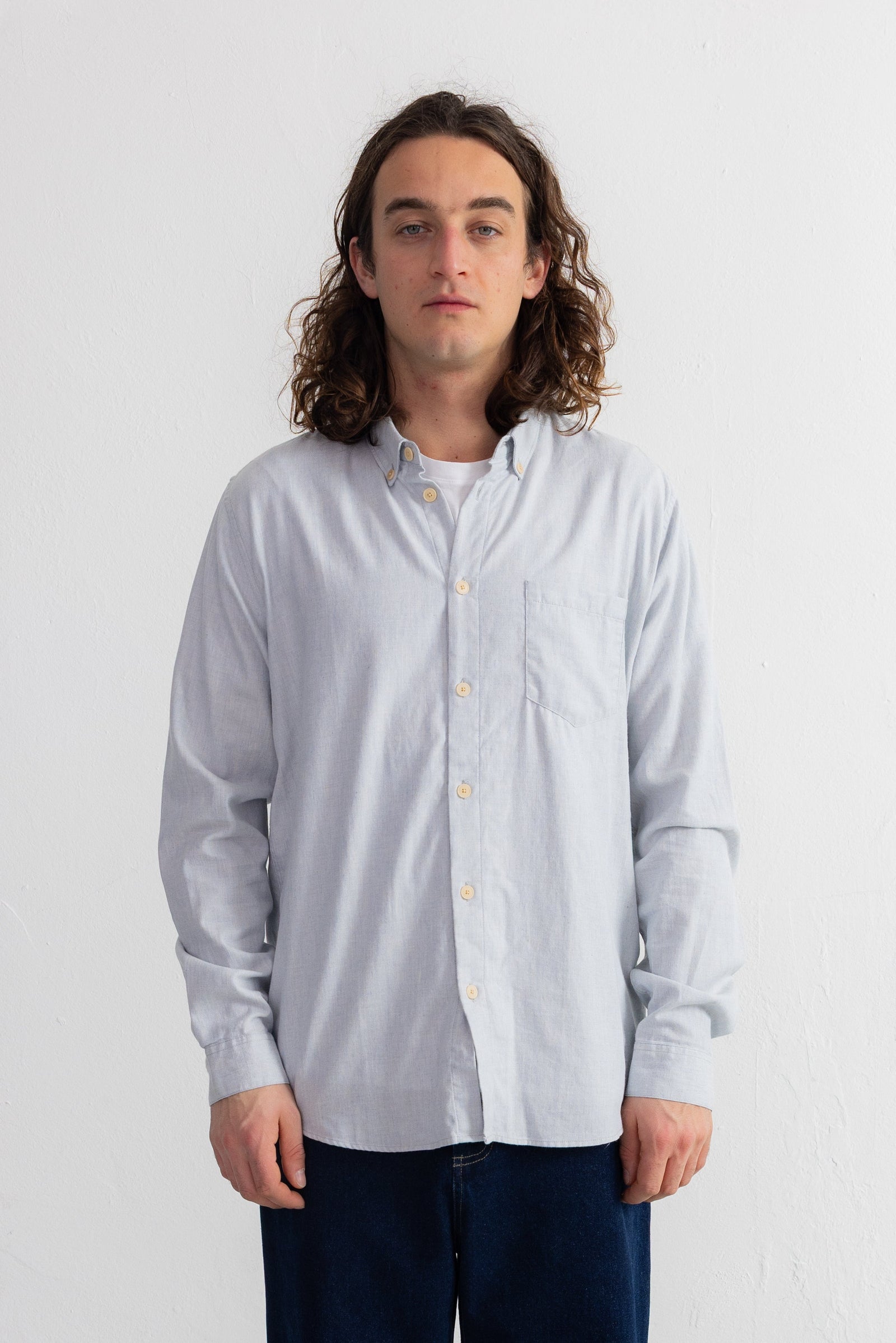 Relaxed Fit Shirt - Ice Blue Flannel