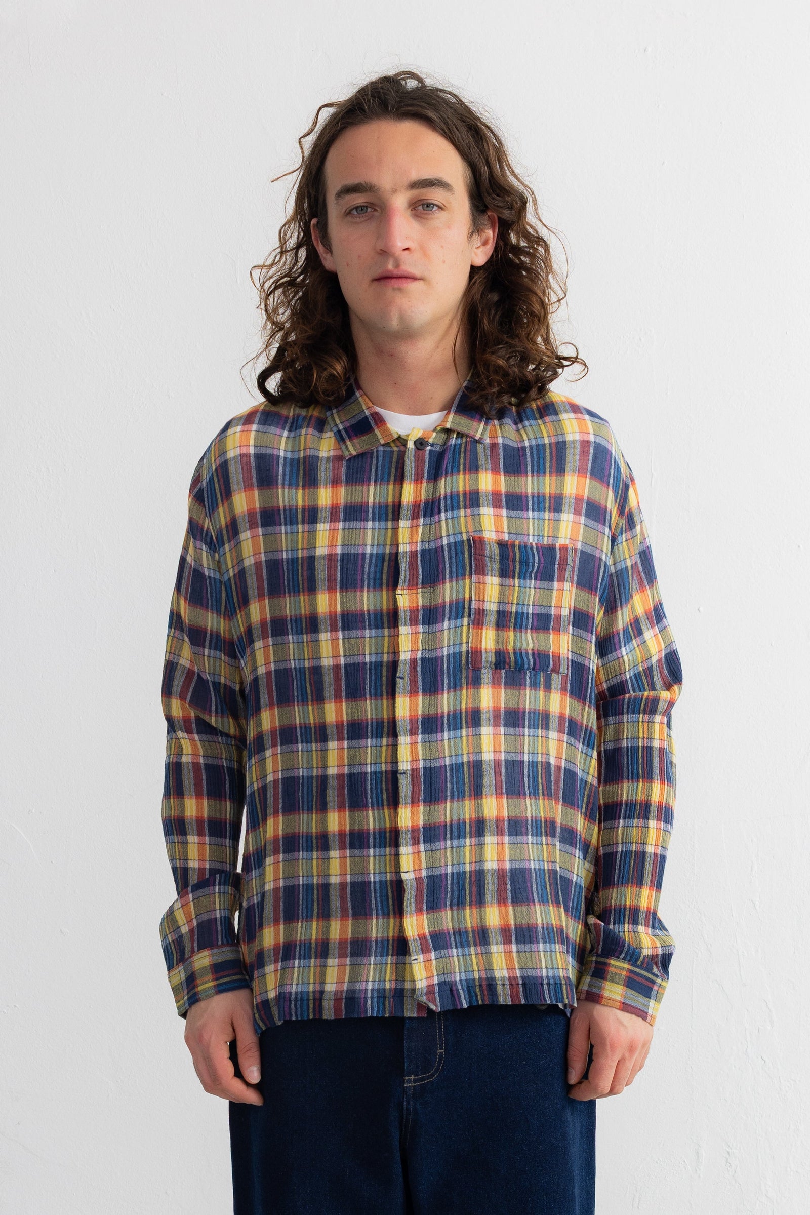 Patch Shirt - Navy Multicolour Check