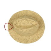 Rollable Paper And Raffia Hat In Natural Color With Red And Navy Storage Loop