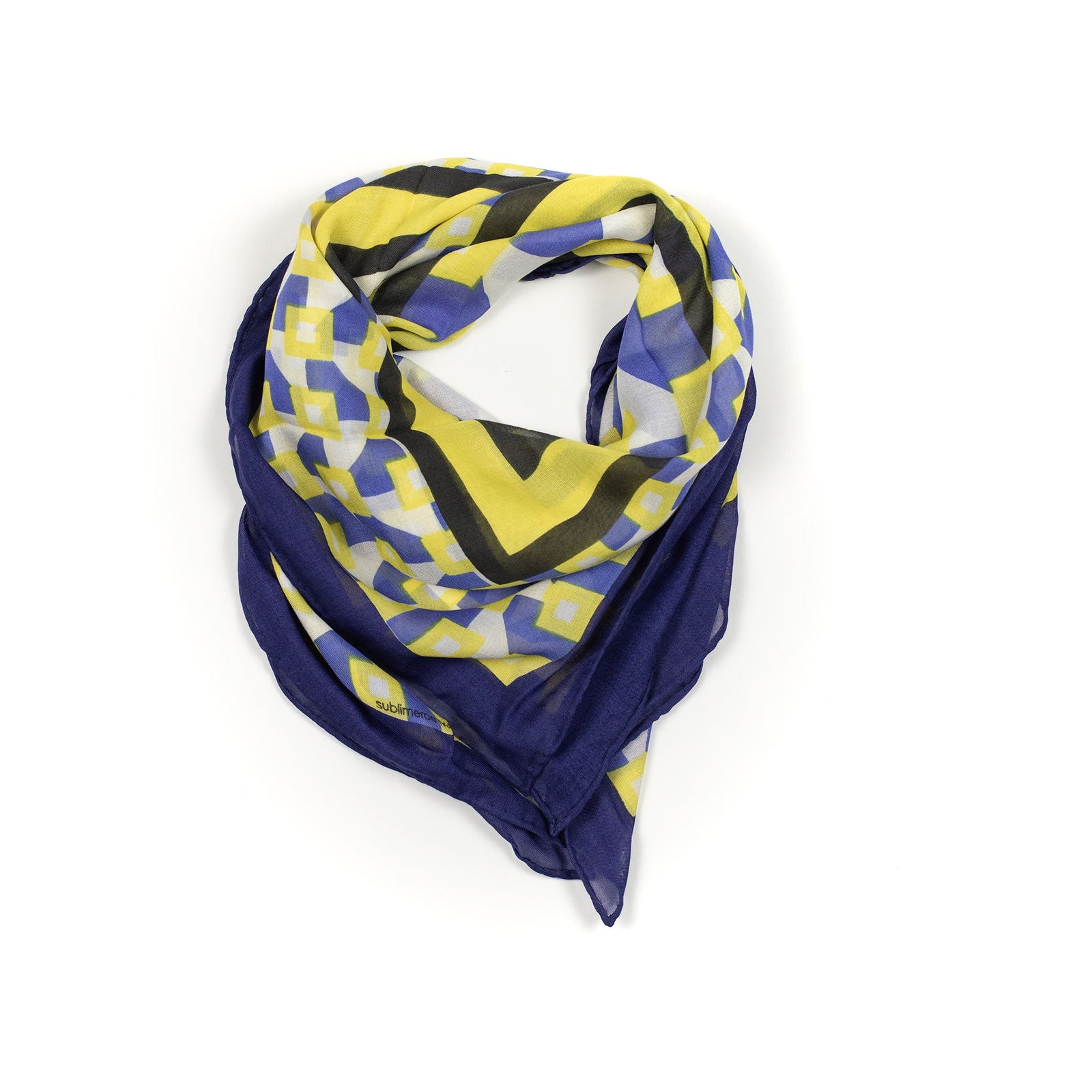 Big Scarf In Geometric And Yellow Modal