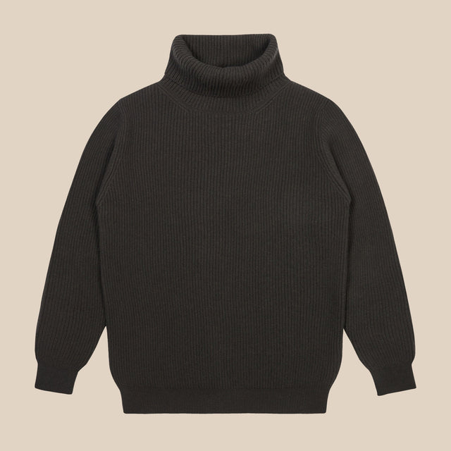 Cashmere ribbed submariner rollneck in dark olive