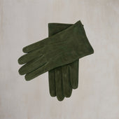 Suede Leather Gloves in Dark Green