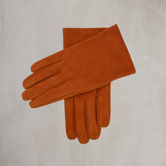 Suede Leather Gloves in Orange