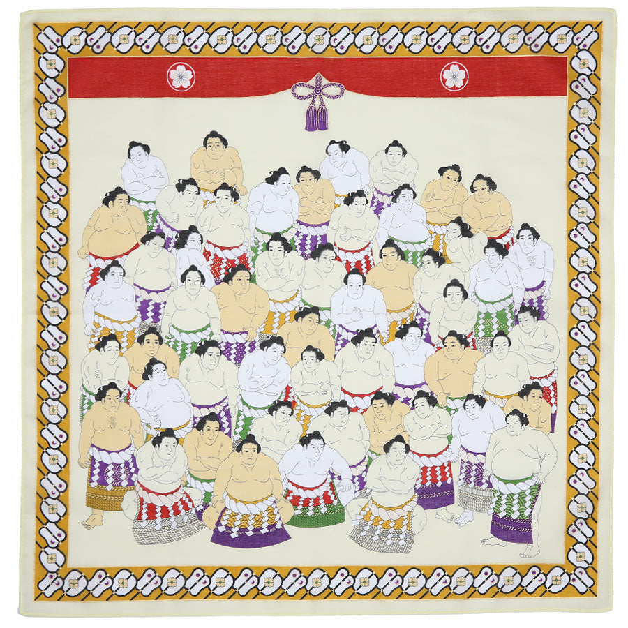 Sumo Motif Cotton Handkerchief Pale