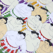 Sumo Motif Cotton Handkerchief Pale