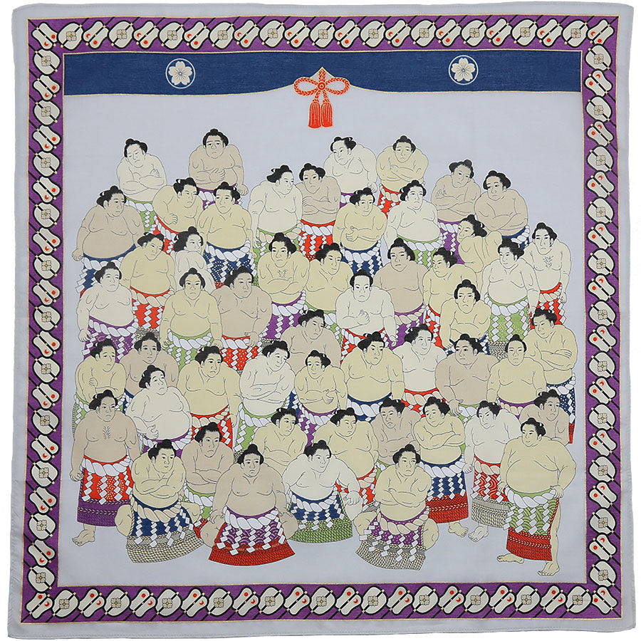 Sumo Motif Cotton Handkerchief Purple