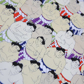 Sumo Motif Cotton Handkerchief Purple