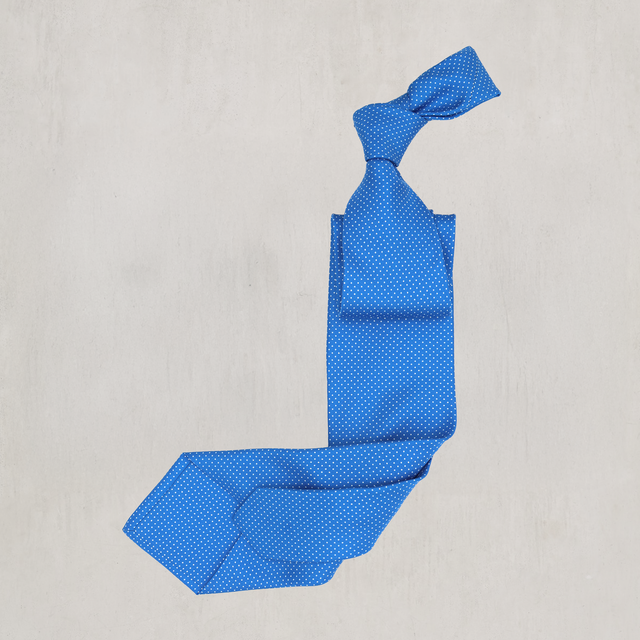 Mini Spot Printed Tie in Dark Blue