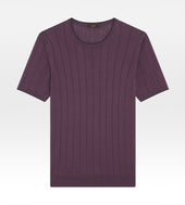 T-shirt col rond en soie bordeaux
