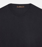 T Shirt En Maille De Coton Bleu Marine