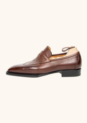 Dark Brown Penny Loafers In Boar Hide