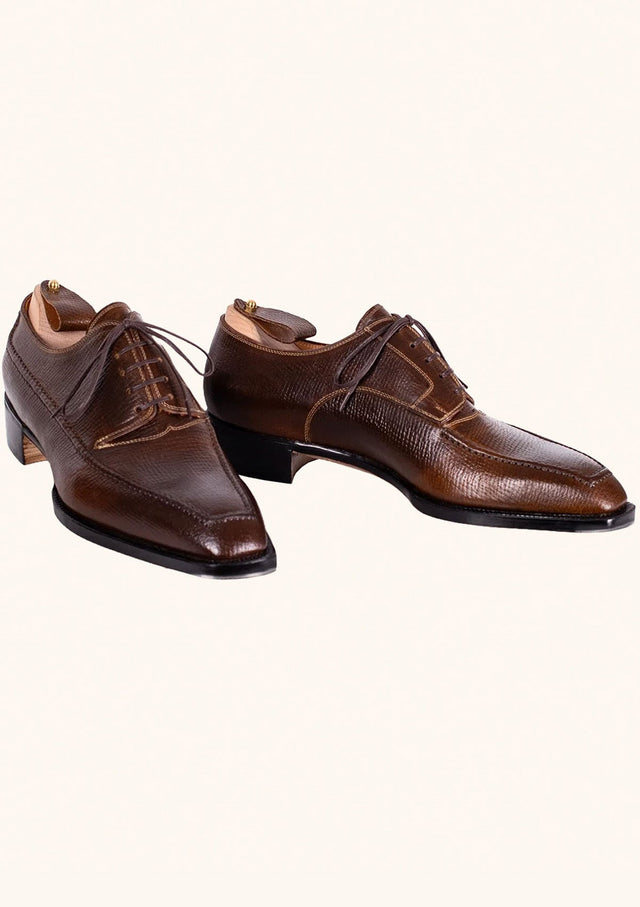 Hatched Brown Five Eyelet Derbies