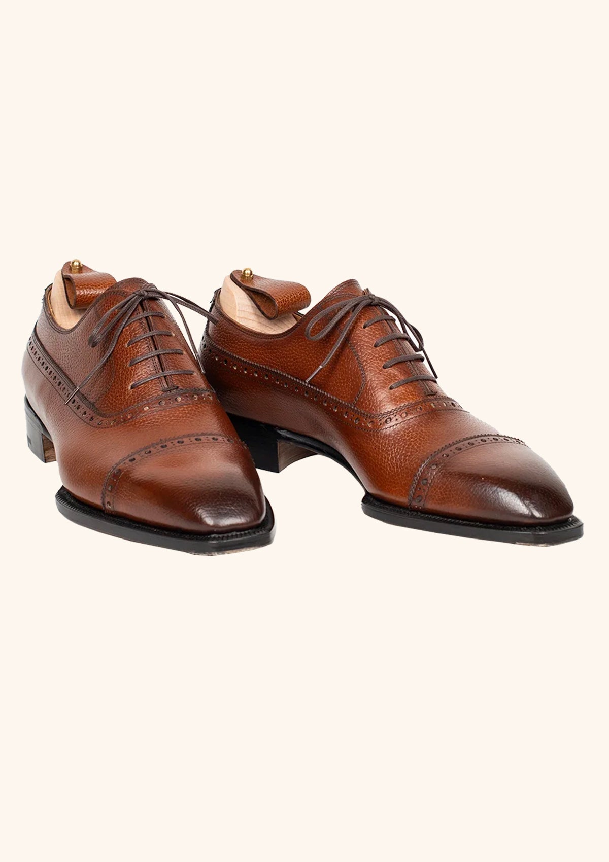 Light Brown Oxford With Brogued Cap Toe