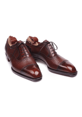 Brown Full Brogue Cap Toe Oxford Shoes
