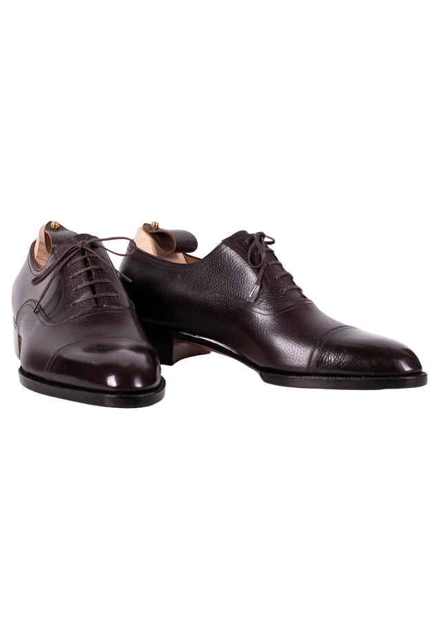 Hatched Grain Leather Captoe Oxfords