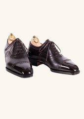 Dark Brown Brogued Captoe Oxfords