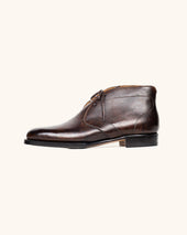 Hatched Dark Brown Calfskin Chukka Boots
