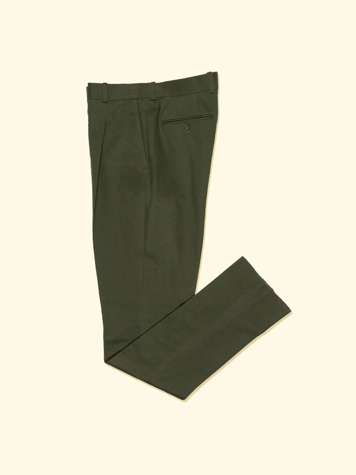 Brushed Cotton Pleated Trousers Green The Anthology