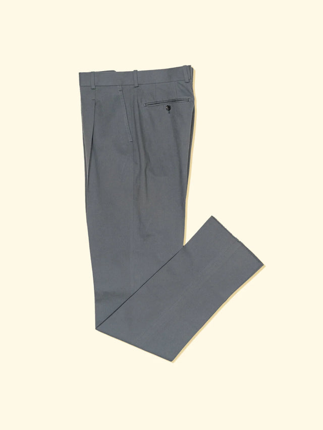 Brushed Cotton Pleated Trousers - Dolphin Grey — The Anthology