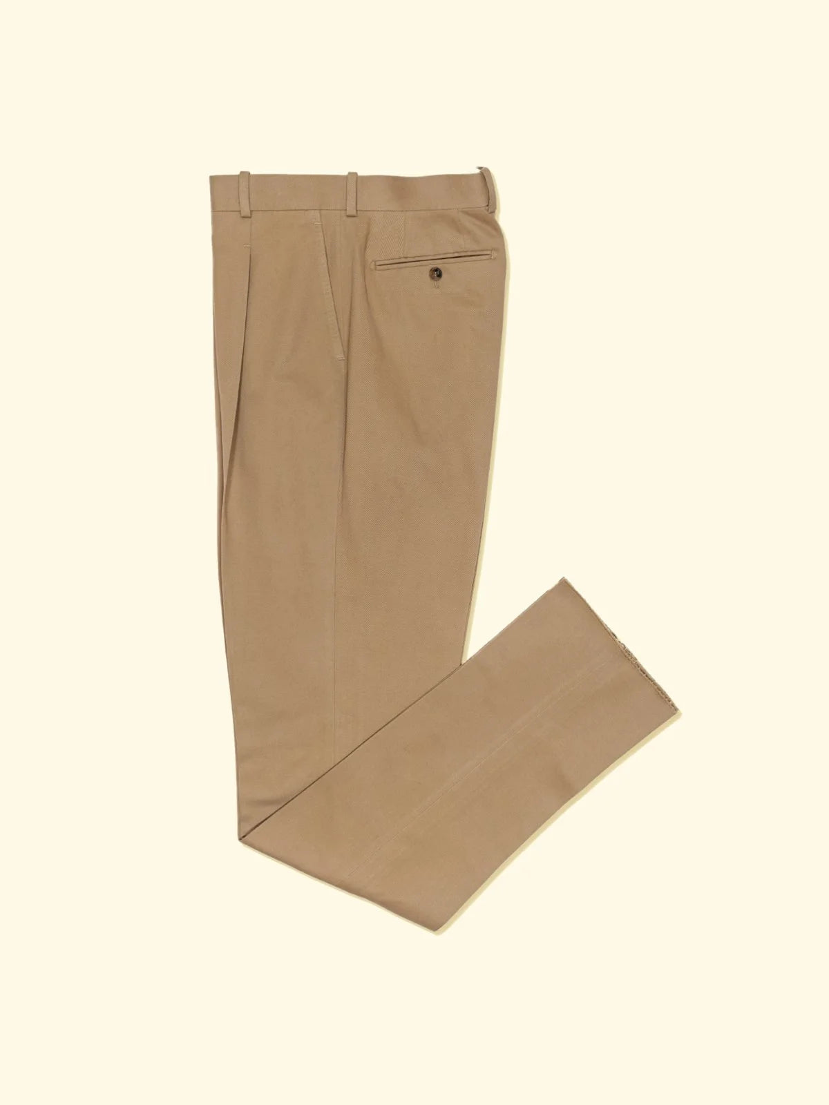 Brushed Cotton Pleated Trousers Peanut Khaki The Anthology