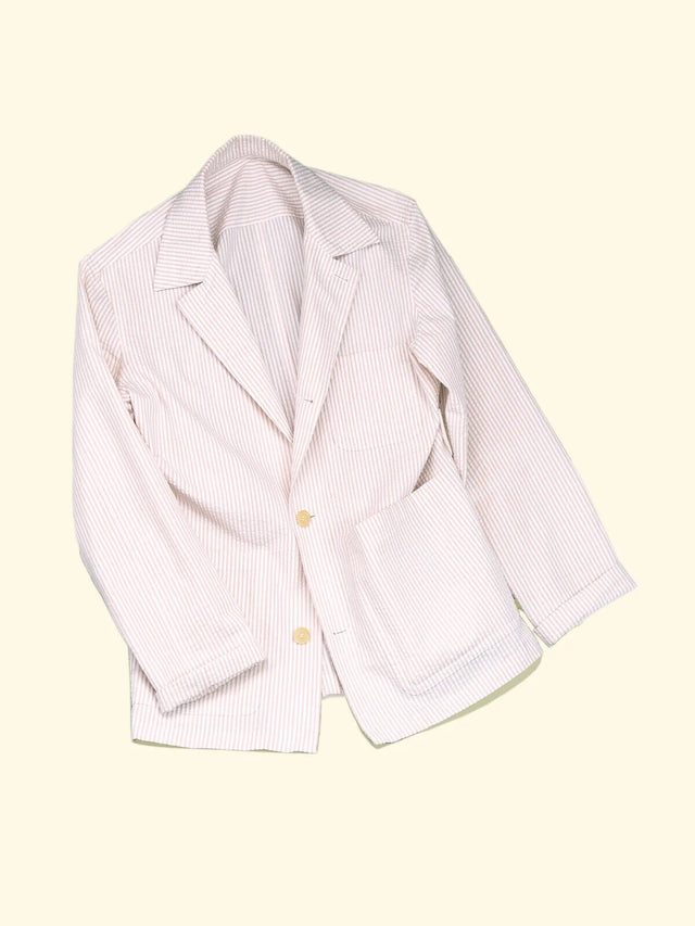 Lazyman Jacket - White/Tan Seersucker — The Anthology