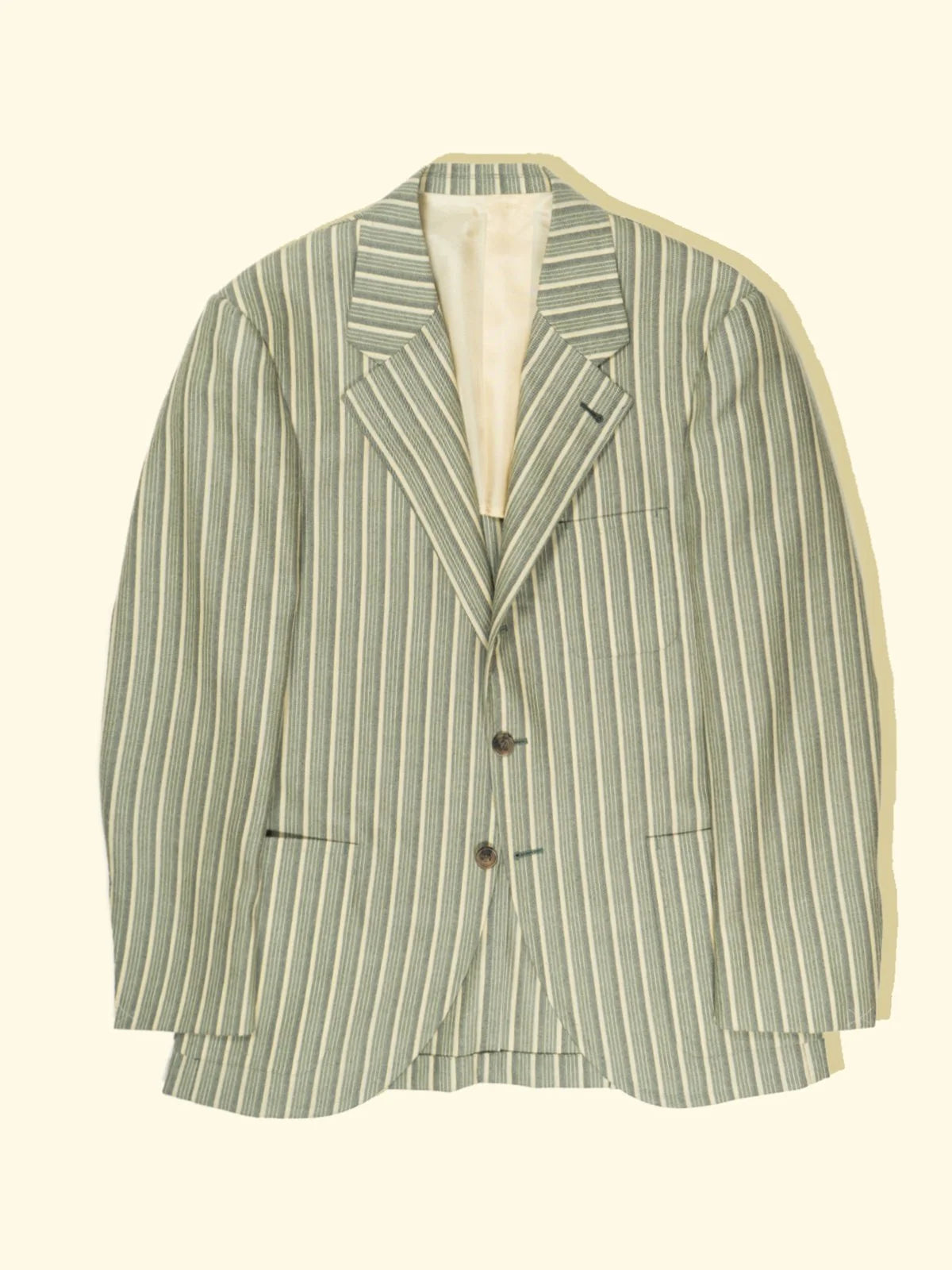 Wool Blazer Pale Green Yellow Boating Stripes The Anthology