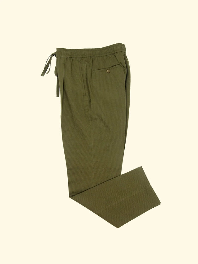 Seersucker Drawstring trouser - pickle — The Anthology