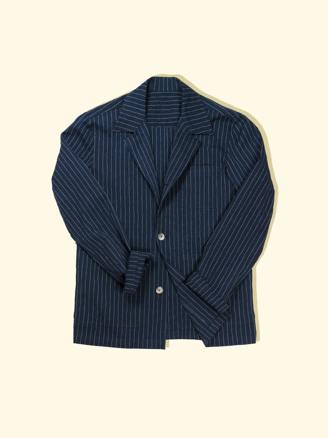 Lazyman Jacket - Navy/White ‘Ripple’ Stripe — The Anthology