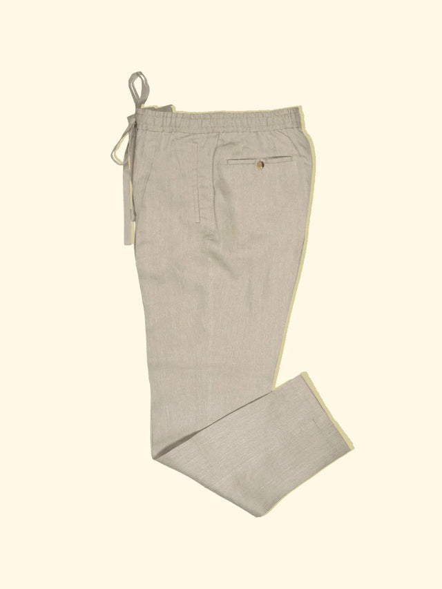 Linen Drawstring Trousers - Sandstone — The Anthology