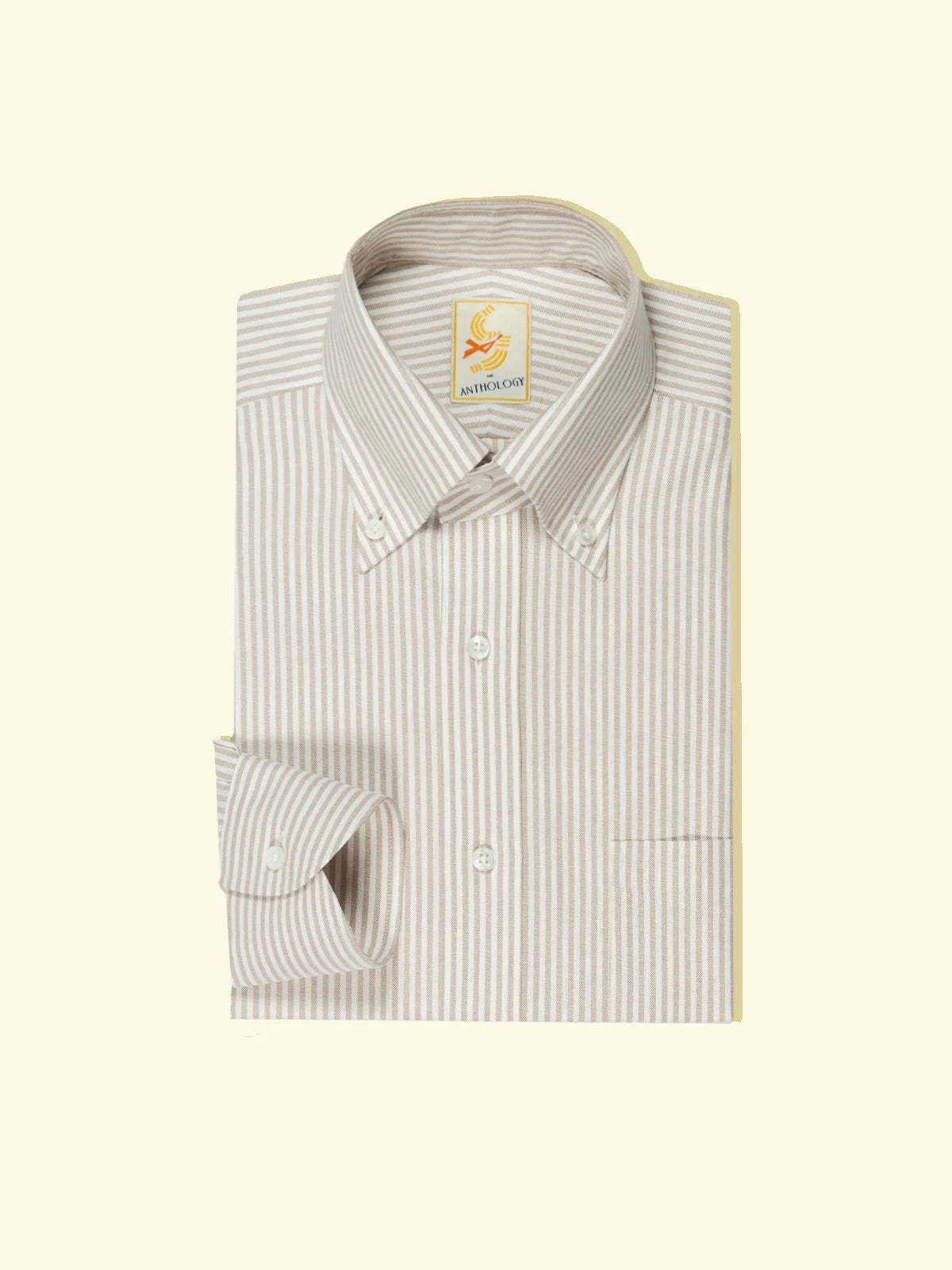 Beige And White Lightweight Oxford Button Down Shirt The Anthology