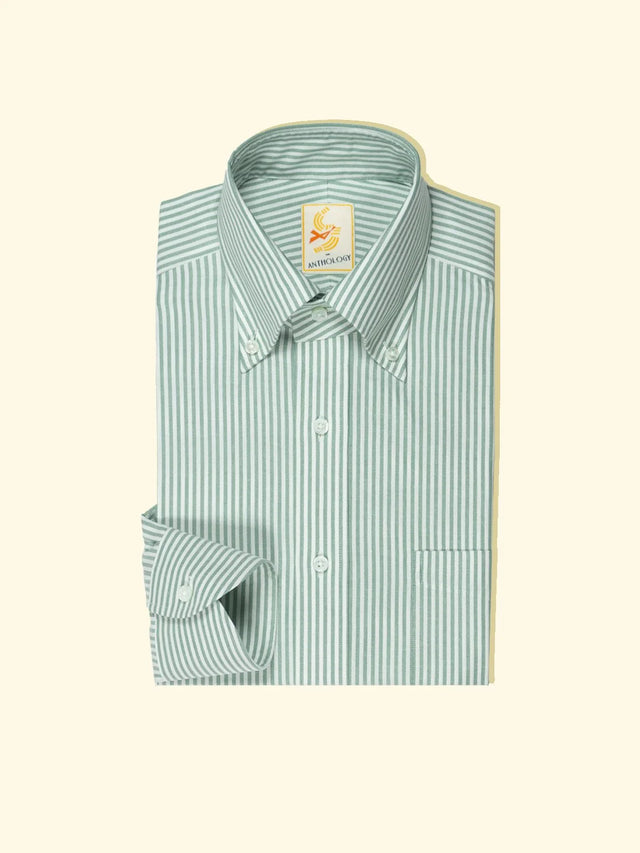 Green and White Lightweight Oxford Button-down Shirt — The Anthology
