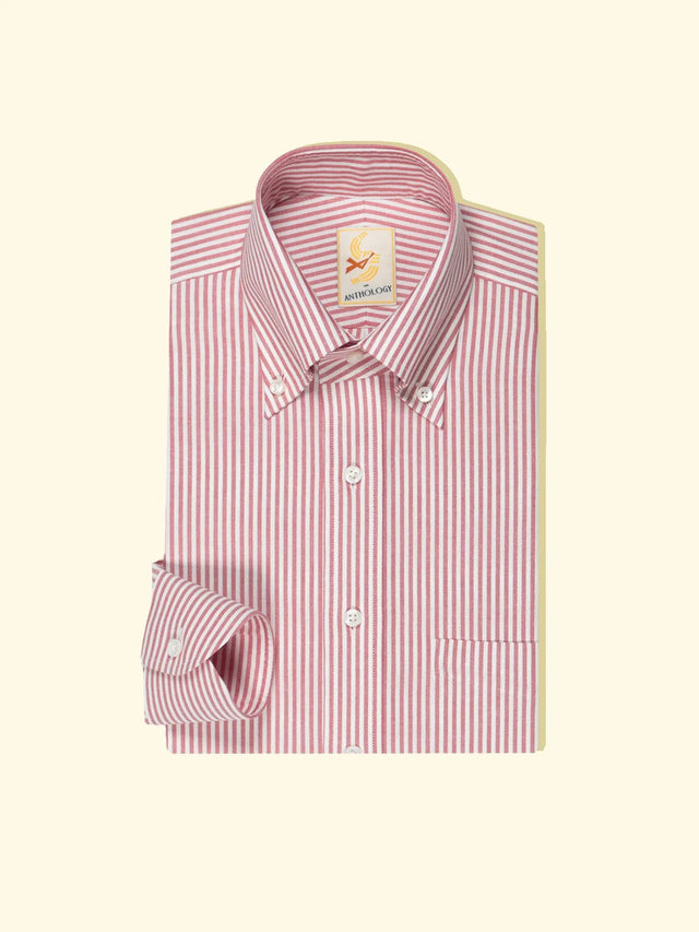 Berry Red and White Lightweight Oxford Button-down Shirt — The Anthology