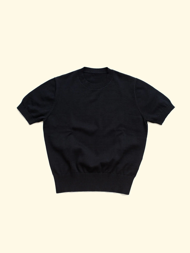 Knitted T-Shirt - Navy — The Anthology