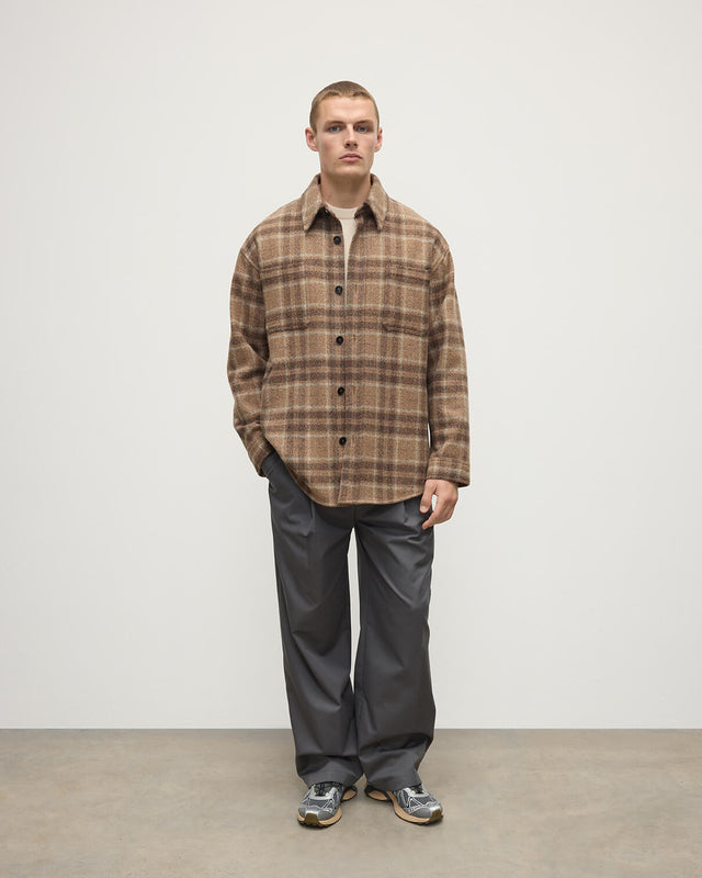 Cashmere Wool Blend Brown Overshirt