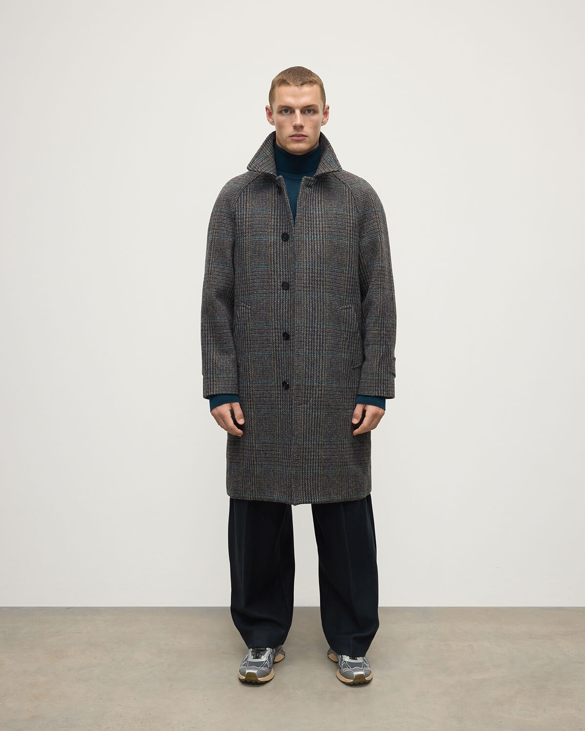 The Balmacaan Coat Dark Check